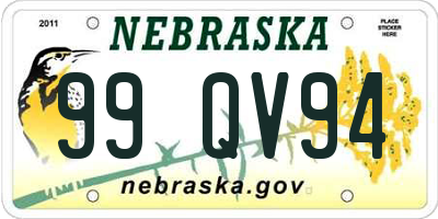 NE license plate 99QV94