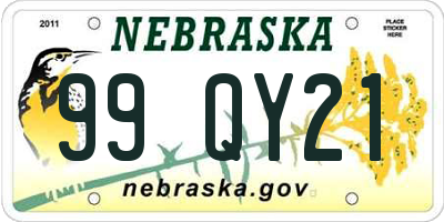 NE license plate 99QY21