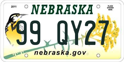 NE license plate 99QY27