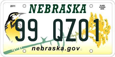 NE license plate 99QZ01