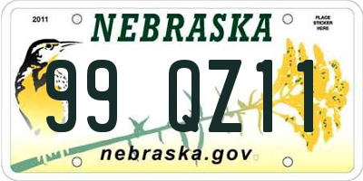 NE license plate 99QZ11