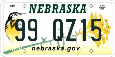 NE license plate 99QZ15