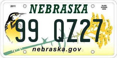 NE license plate 99QZ27