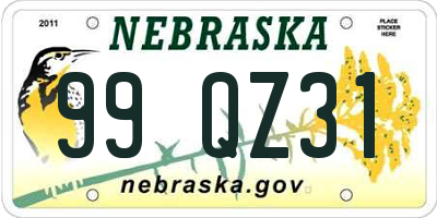 NE license plate 99QZ31