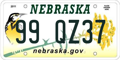 NE license plate 99QZ37