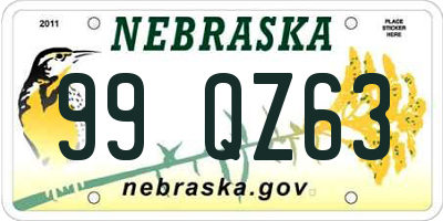 NE license plate 99QZ63