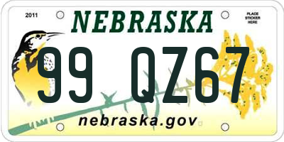 NE license plate 99QZ67