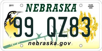 NE license plate 99QZ83