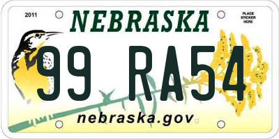 NE license plate 99RA54