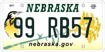 NE license plate 99RB57