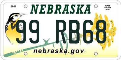 NE license plate 99RB68