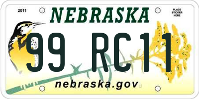NE license plate 99RC11
