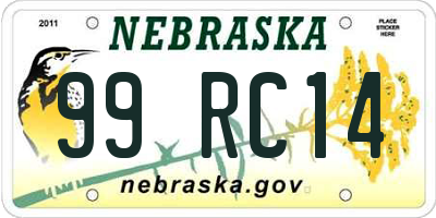 NE license plate 99RC14