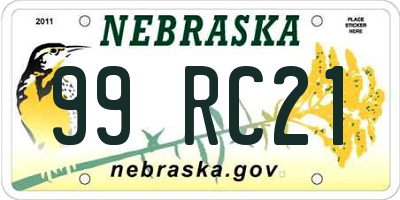 NE license plate 99RC21