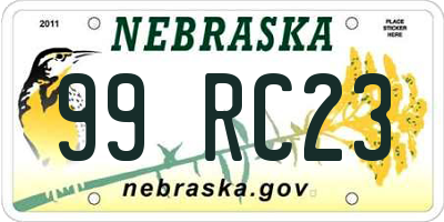 NE license plate 99RC23