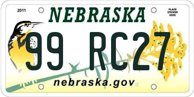 NE license plate 99RC27