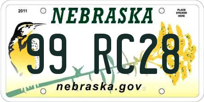 NE license plate 99RC28