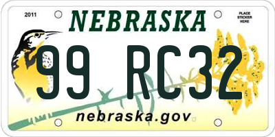 NE license plate 99RC32