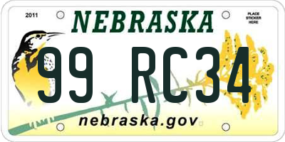 NE license plate 99RC34