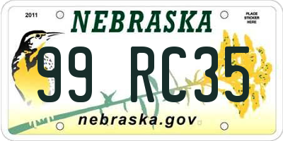 NE license plate 99RC35