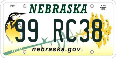 NE license plate 99RC38