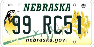 NE license plate 99RC51