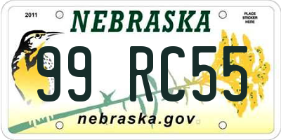 NE license plate 99RC55