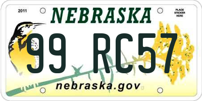 NE license plate 99RC57