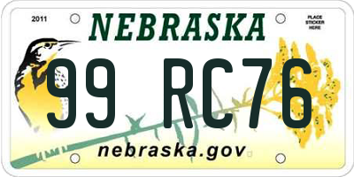 NE license plate 99RC76