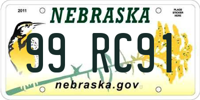 NE license plate 99RC91