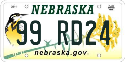 NE license plate 99RD24