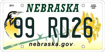 NE license plate 99RD26