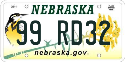 NE license plate 99RD32