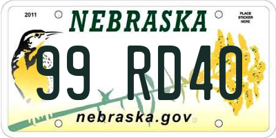 NE license plate 99RD40