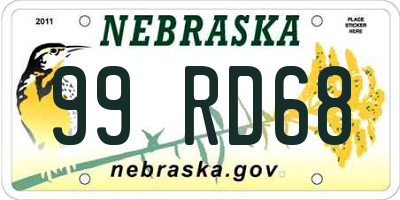 NE license plate 99RD68