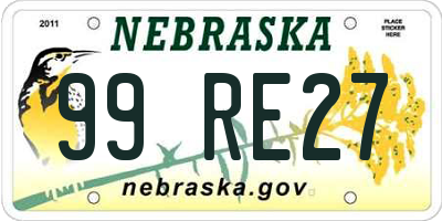 NE license plate 99RE27