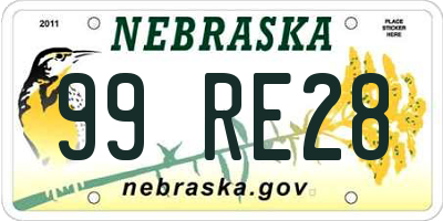 NE license plate 99RE28