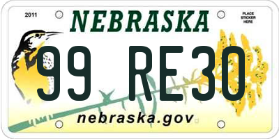 NE license plate 99RE30