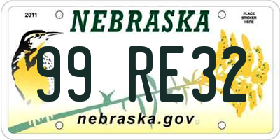 NE license plate 99RE32