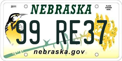 NE license plate 99RE37