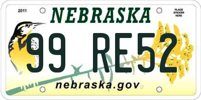 NE license plate 99RE52