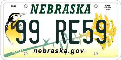 NE license plate 99RE59