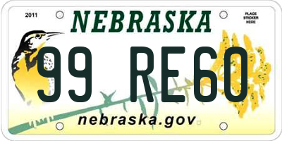 NE license plate 99RE60