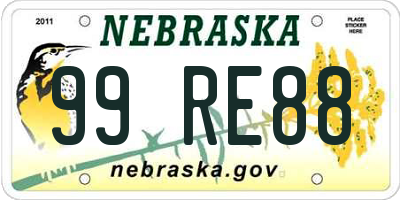 NE license plate 99RE88