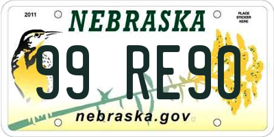 NE license plate 99RE90