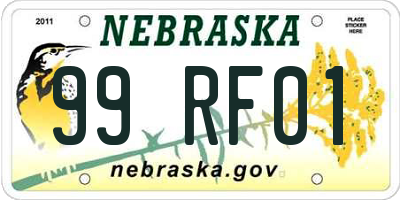 NE license plate 99RF01