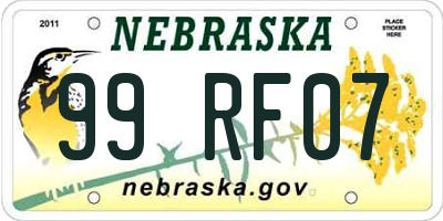 NE license plate 99RF07