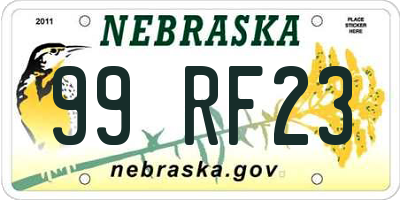 NE license plate 99RF23