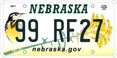 NE license plate 99RF27