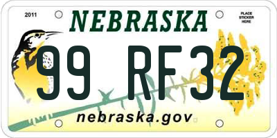 NE license plate 99RF32